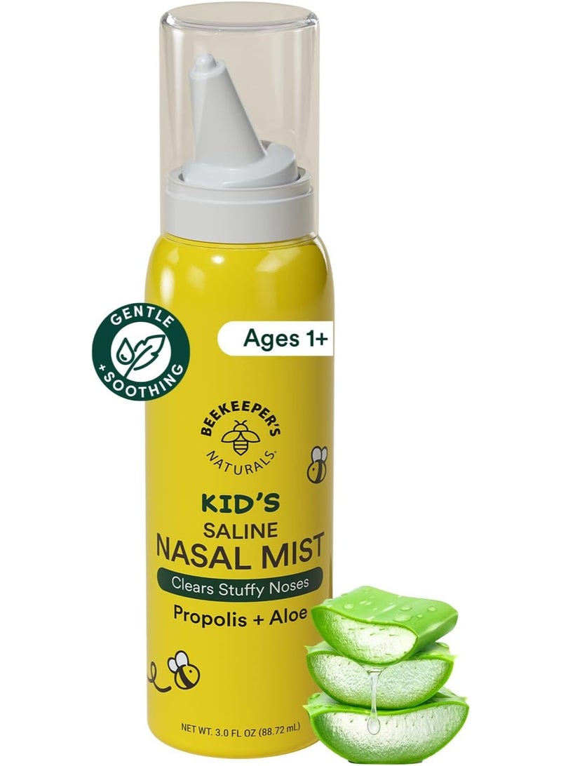 Kids' Saline Nasal Mist by Beekeeper's Naturals, Clears Stuff Noses, Nasal Spray for Kids 1+ w/ Saline, Aloe & Propolis, 3 fl oz